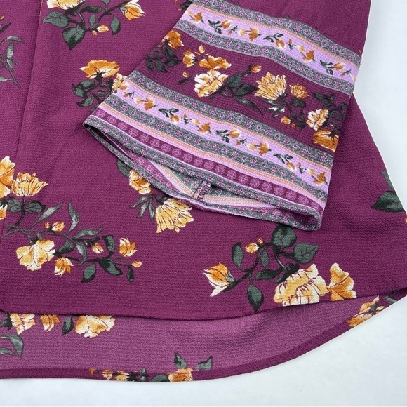 ANA A New Approach Blouse Womens 2X Pink Wine Floral Vneck - Picture 4 of 8